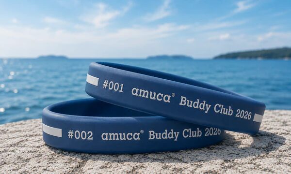 初回購入者限定ノベルティ「amuca® Founding Buddy Band」 