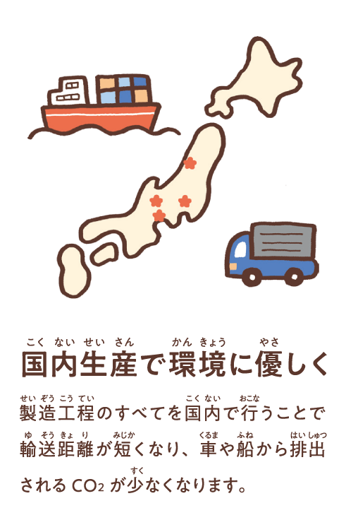 yudangiの特徴|国内生産で環境にやさしい